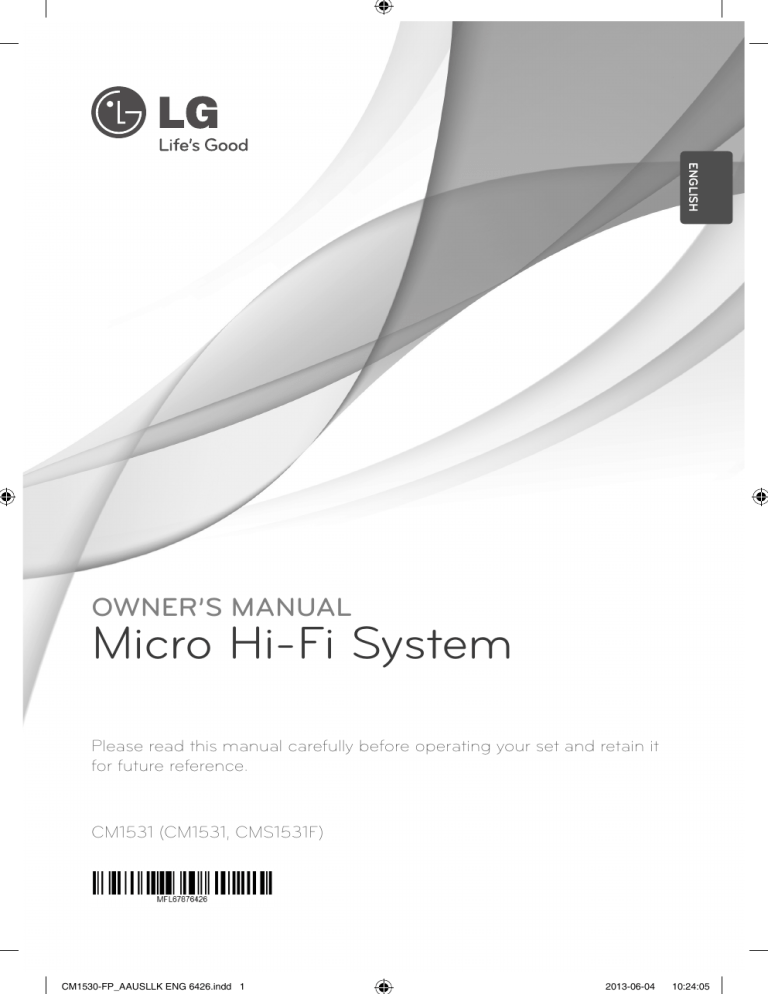 LG CM1531 Owner's manual LG CM1531 Owner's manual