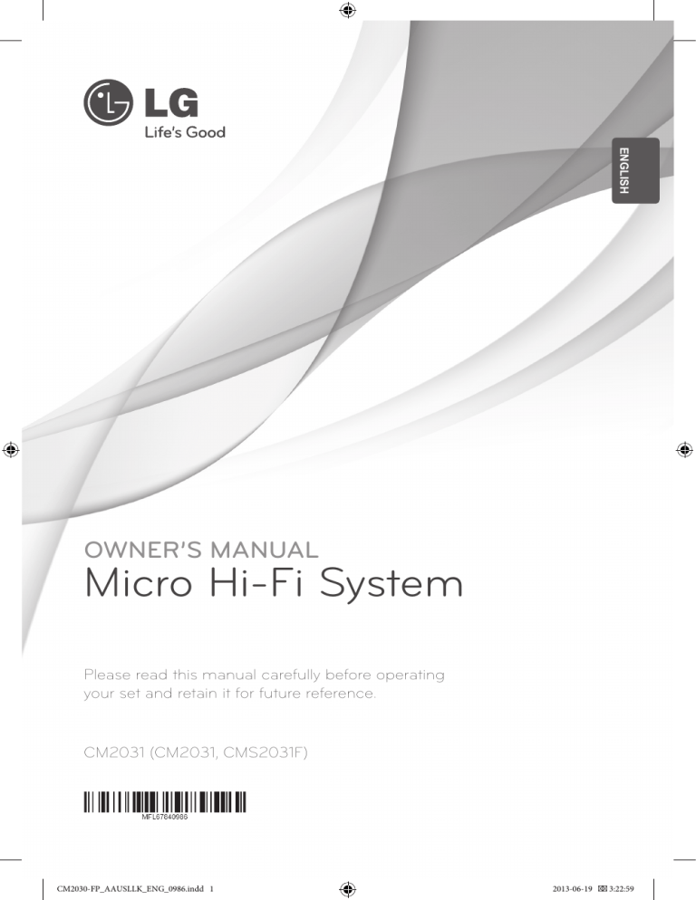 LG CM2031 Owner's manual LG CM2031 Owner's manual