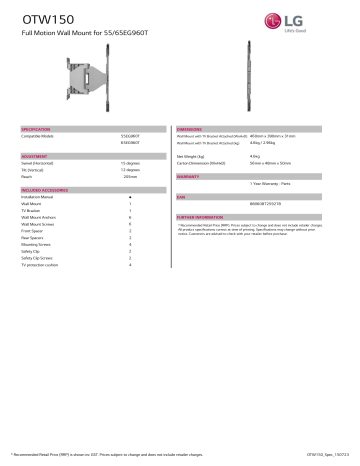 LG OTW150 Specification LG OTW150 Specification