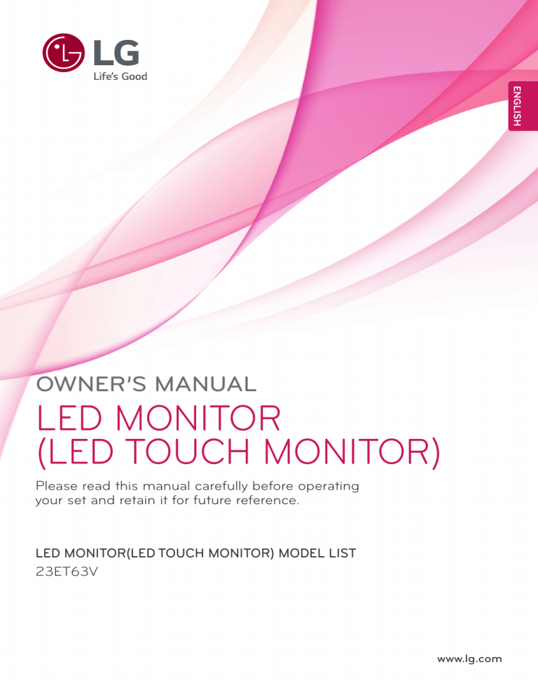 LG 23ET63, 23ET63V-WL, 23ET63V-W, 23ET63V, 4065896 Owner's manual LG 23ET63, 23ET63V-WL, 23ET63V-W, 23ET63V, 4065896 Owner's manual