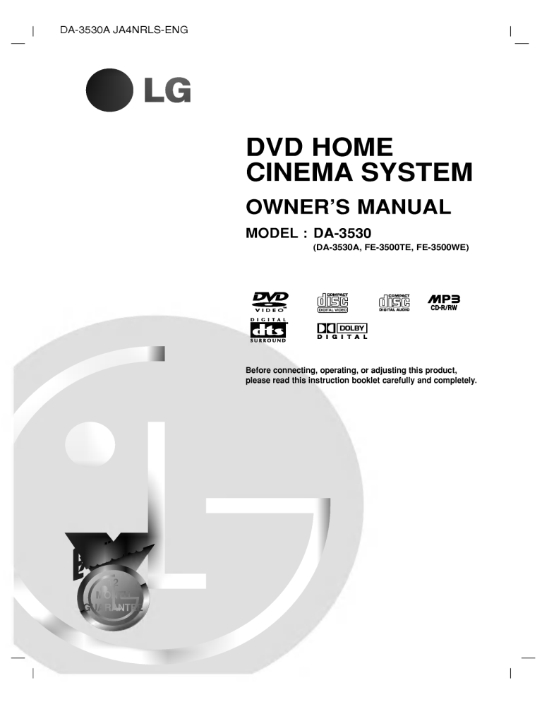 LG DA-3530A Owner's manual LG DA-3530A Owner's manual