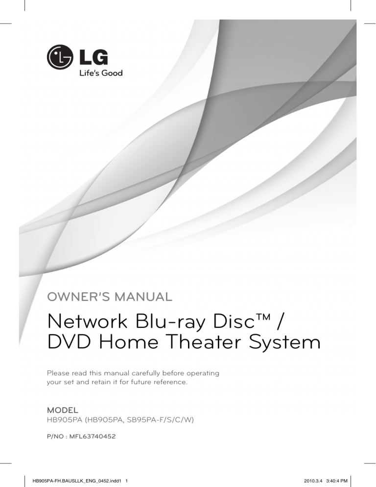 LG HB905PA Owner's manual LG HB905PA Owner's manual