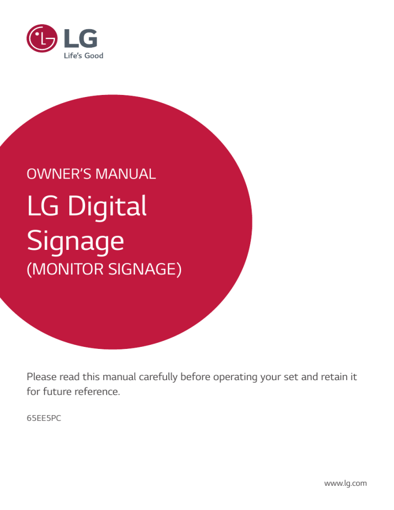 LG 65CVR3C, 65EE5PC, 65MODLC, 65CVR4C Owner's manual LG 65CVR3C, 65EE5PC, 65MODLC, 65CVR4C Owner's manual