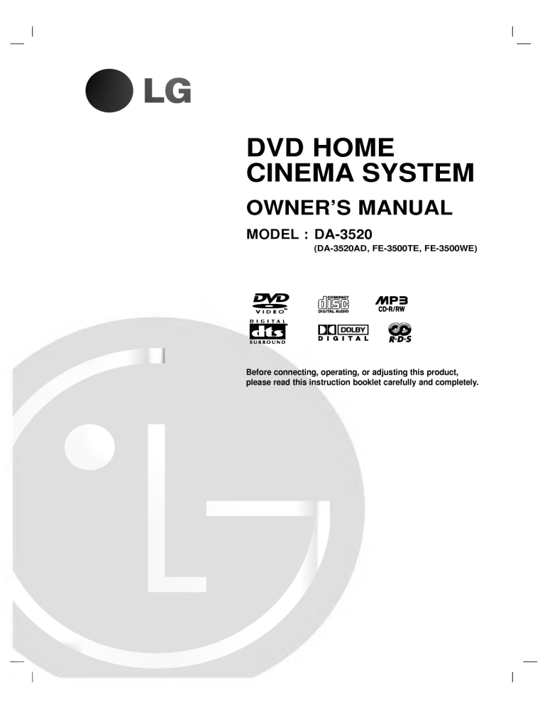 LG DA-3520AD Owner's manual LG DA-3520AD Owner's manual