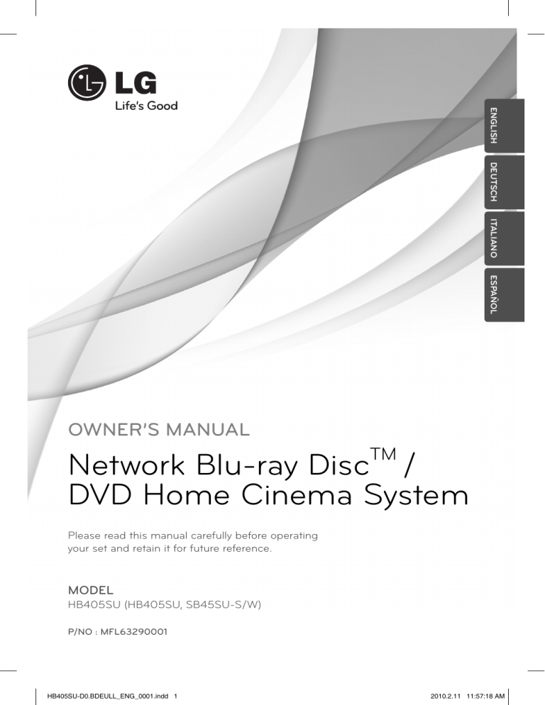 LG HB405SU Owner's manual LG HB405SU Owner's manual