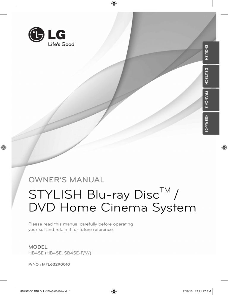LG HB45E Owner's manual LG HB45E Owner's manual