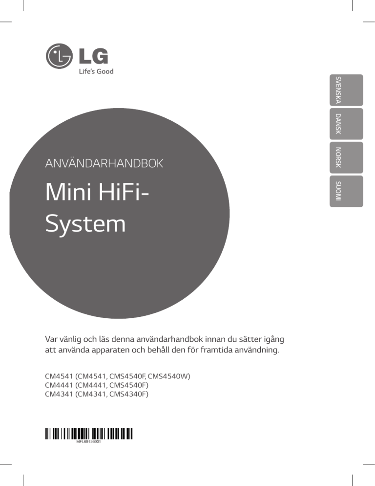 LG CM4341 Owner's manual LG CM4341 Owner's manual