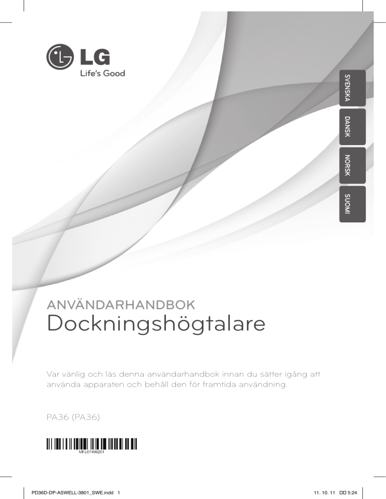LG PA36 Owner's manual LG PA36 Owner's manual