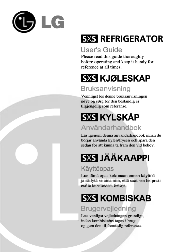 LG GR-B207QXQA, GR-B197QTQA, GR-B197QVQA, GR-B207QVQA Owner's manual LG GR-B207QXQA, GR-B197QTQA, GR-B197QVQA, GR-B207QVQA Owner's manual