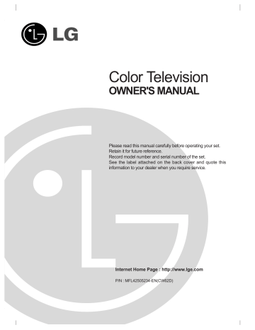 LG 29FU6RL Owner's manual LG 29FU6RL Owner's manual