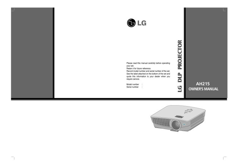 LG AH215, AH215-JD Owner's manual LG AH215, AH215-JD Owner's manual