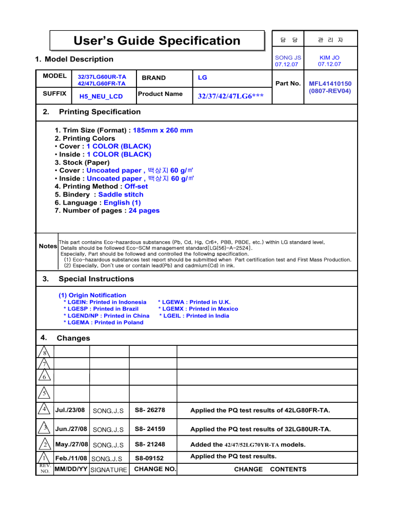 LG 42LG80FR Owner's manual LG 42LG80FR Owner's manual