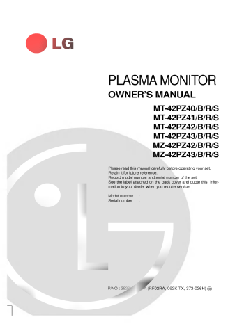 LG MT-42PZ41 Owner’s Manual | Manualzz LG MT-42PZ41 Owner’s Manual | Manualzz