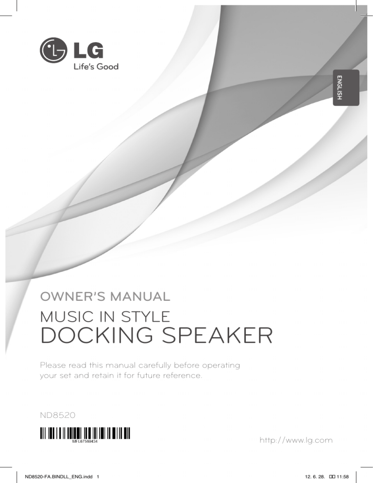 LG ND8520 Owner's manual LG ND8520 Owner's manual