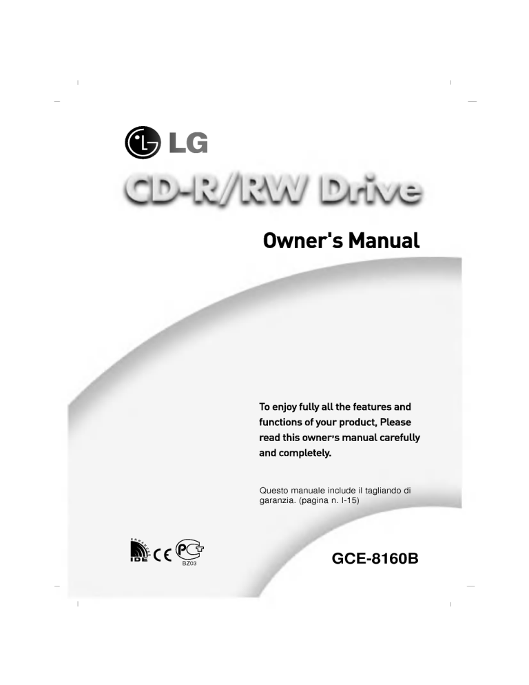 LG GCE-8160B Owner's manual LG GCE-8160B Owner's manual