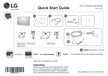 LG 20MK400H-B, 20MK400H Quick Setup guide LG 20MK400H-B, 20MK400H Quick Setup guide