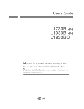 LG L1730BSFH Owner's manual | Manualzz LG L1730BSFH Owner's manual | Manualzz