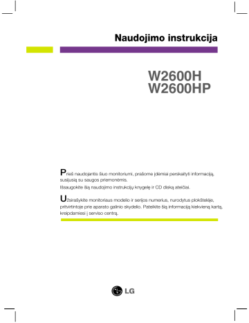 LG W2600H, W2600H-PF, W2600HP, W2600HP-BF Owner's manual LG W2600H, W2600H-PF, W2600HP, W2600HP-BF Owner's manual