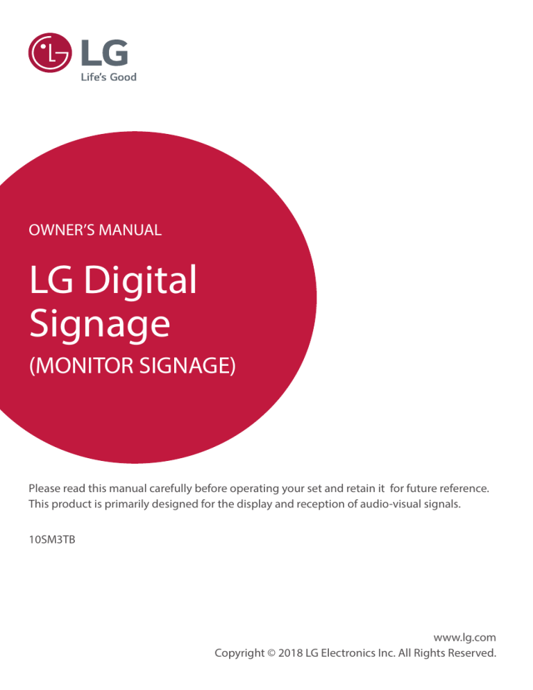 LG 10SM3B, 10SM3TB, LG 10SM3TB-B, 10SM3TB-B, SM3TB Owner's manual LG 10SM3B, 10SM3TB, LG 10SM3TB-B, 10SM3TB-B, SM3TB Owner's manual