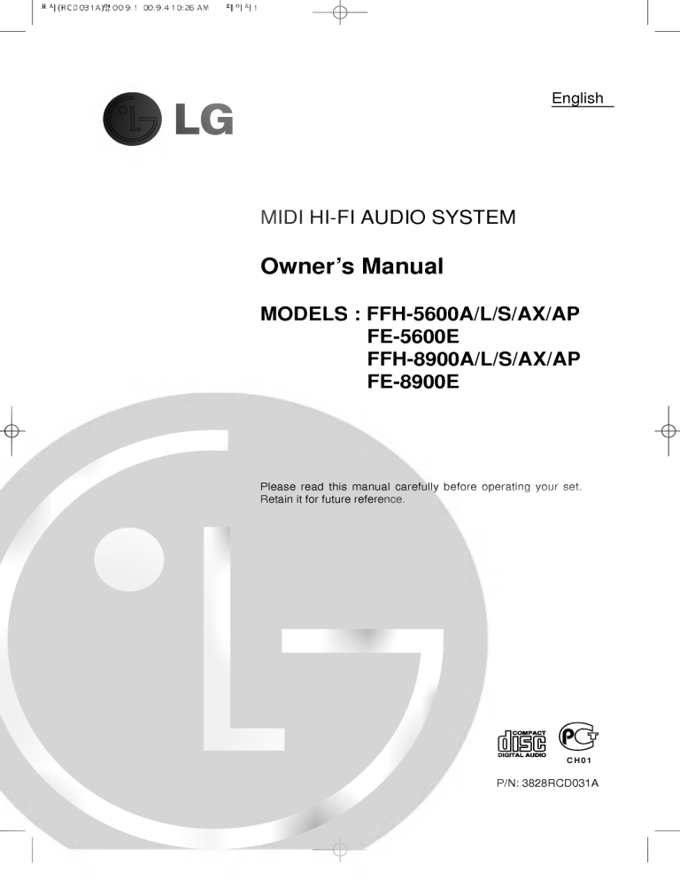 LG AFFH165A Owner's manual LG AFFH165A Owner's manual