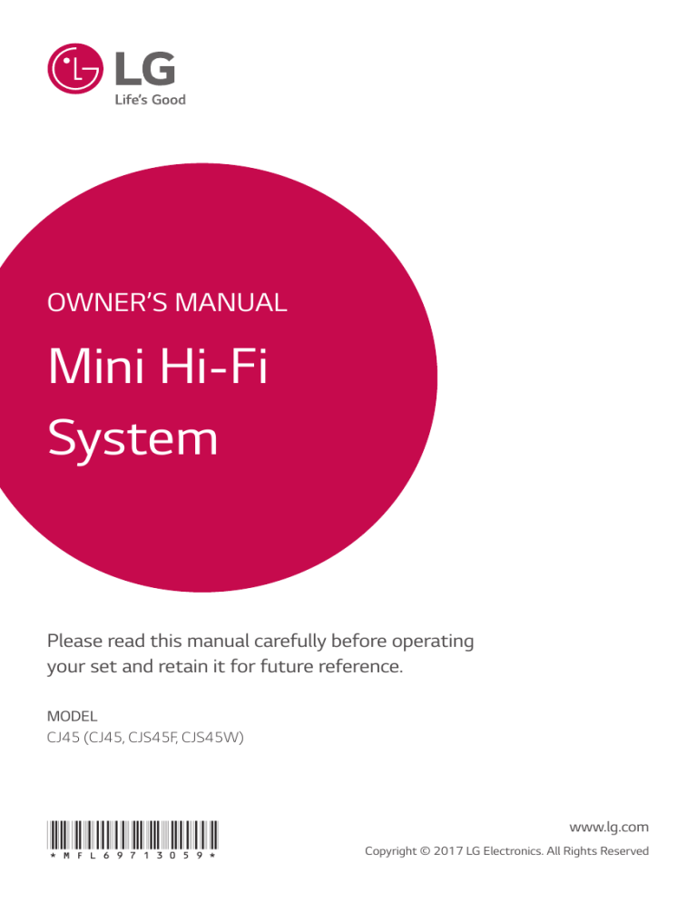 LG XBOOM CJ45, CJ45 Owner's manual LG XBOOM CJ45, CJ45 Owner's manual