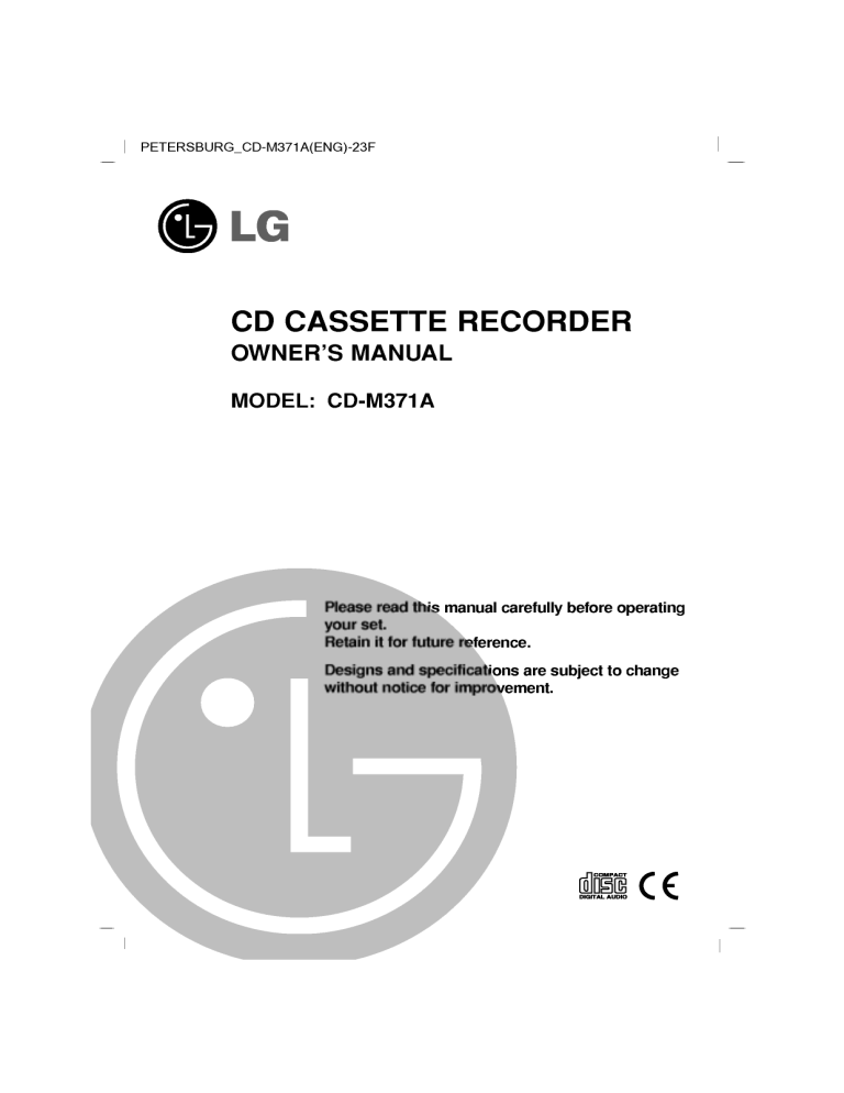 LG CD-M371A Owner's manual LG CD-M371A Owner's manual