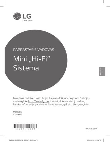 LG CM8360 Quick start guide LG CM8360 Quick start guide