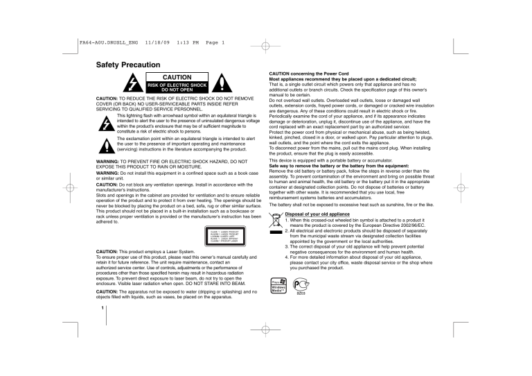 LG FA64 Owner's manual LG FA64 Owner's manual