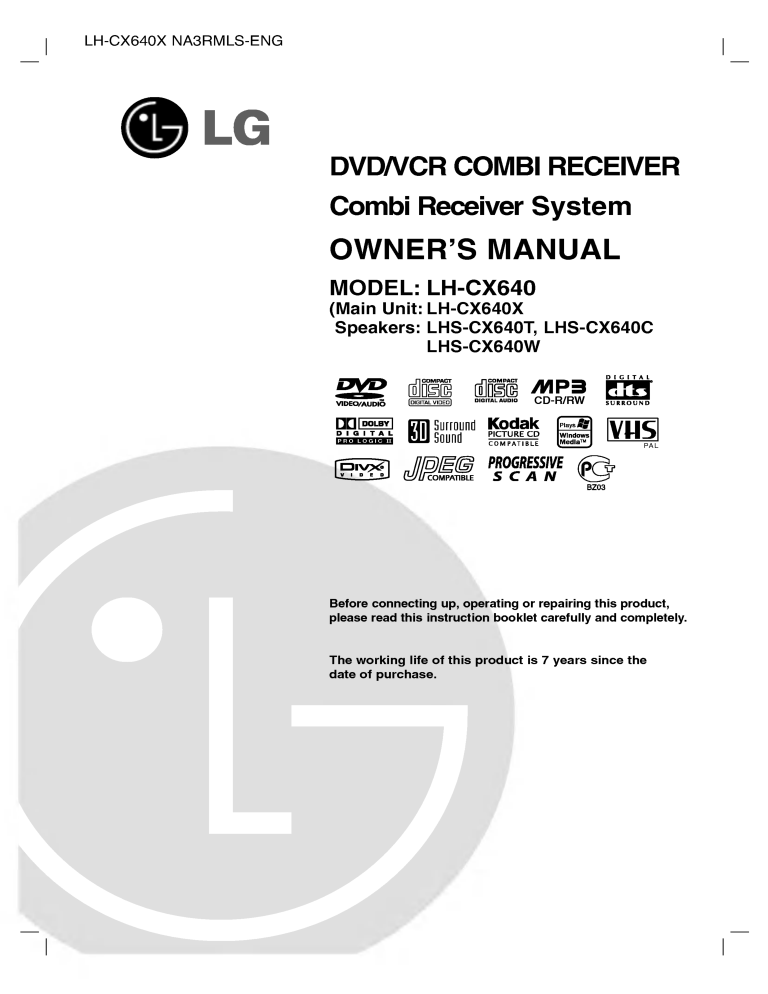 LG LH-CX640X Owner's manual LG LH-CX640X Owner's manual