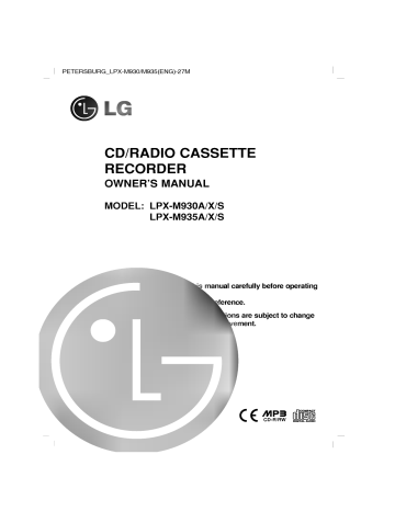 LG LPX-M930A Owner's manual LG LPX-M930A Owner's manual