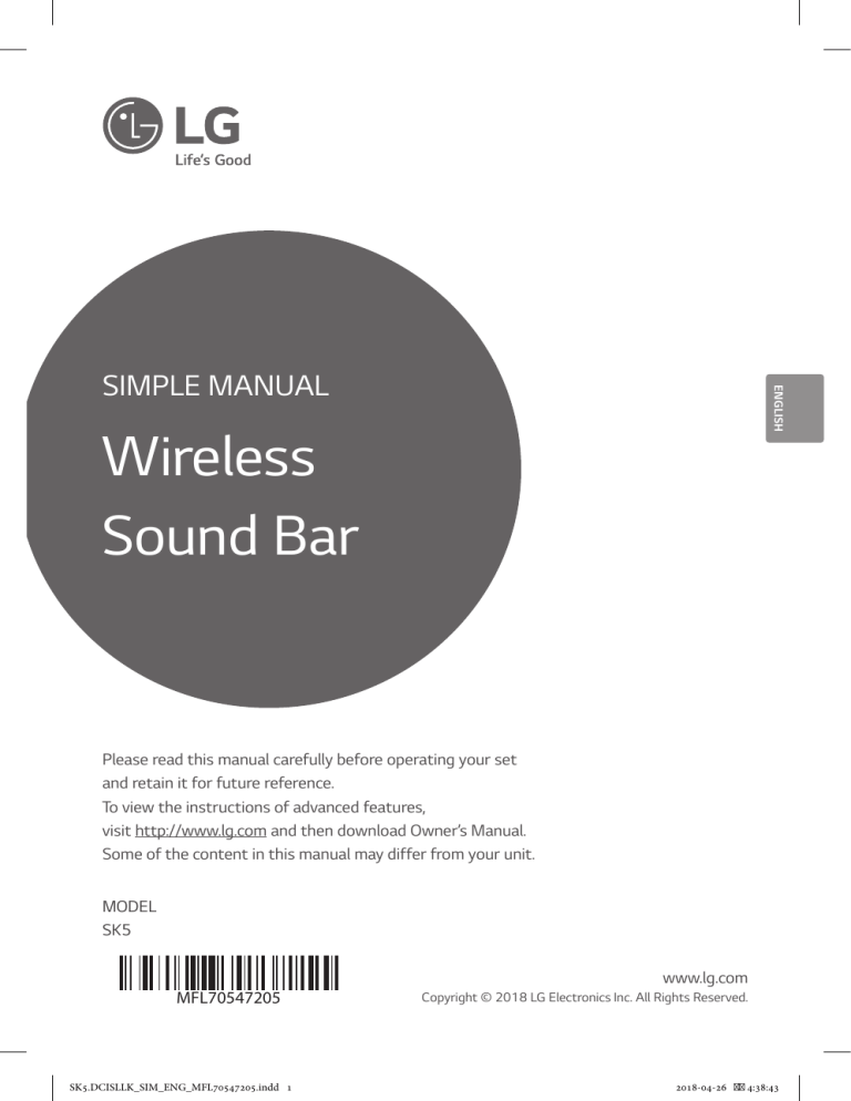 LG SK5 Quick start guide LG SK5 Quick start guide