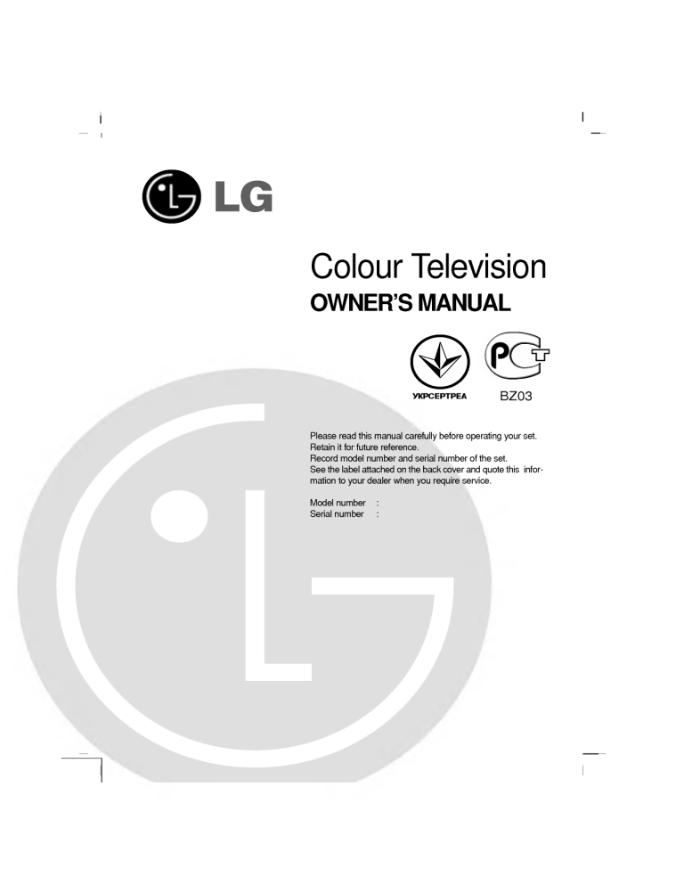 LG 14F6RB, 14J5RB Owner's manual LG 14F6RB, 14J5RB Owner's manual