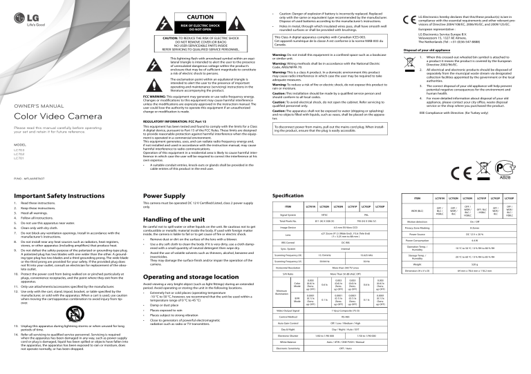 LG LC703P-B Owner's manual LG LC703P-B Owner's manual