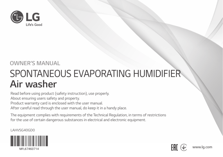 LG LAHVSG40GD0 Owner's manual LG LAHVSG40GD0 Owner's manual