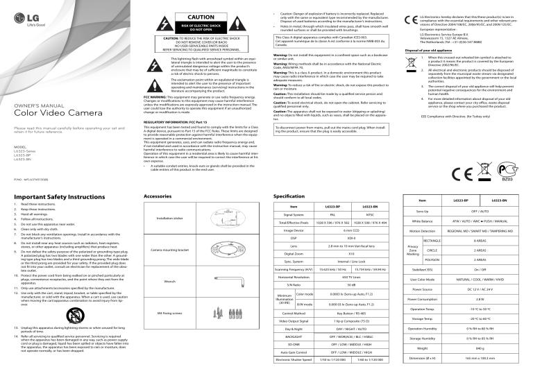 LG L6323-BP Owner's manual LG L6323-BP Owner's manual