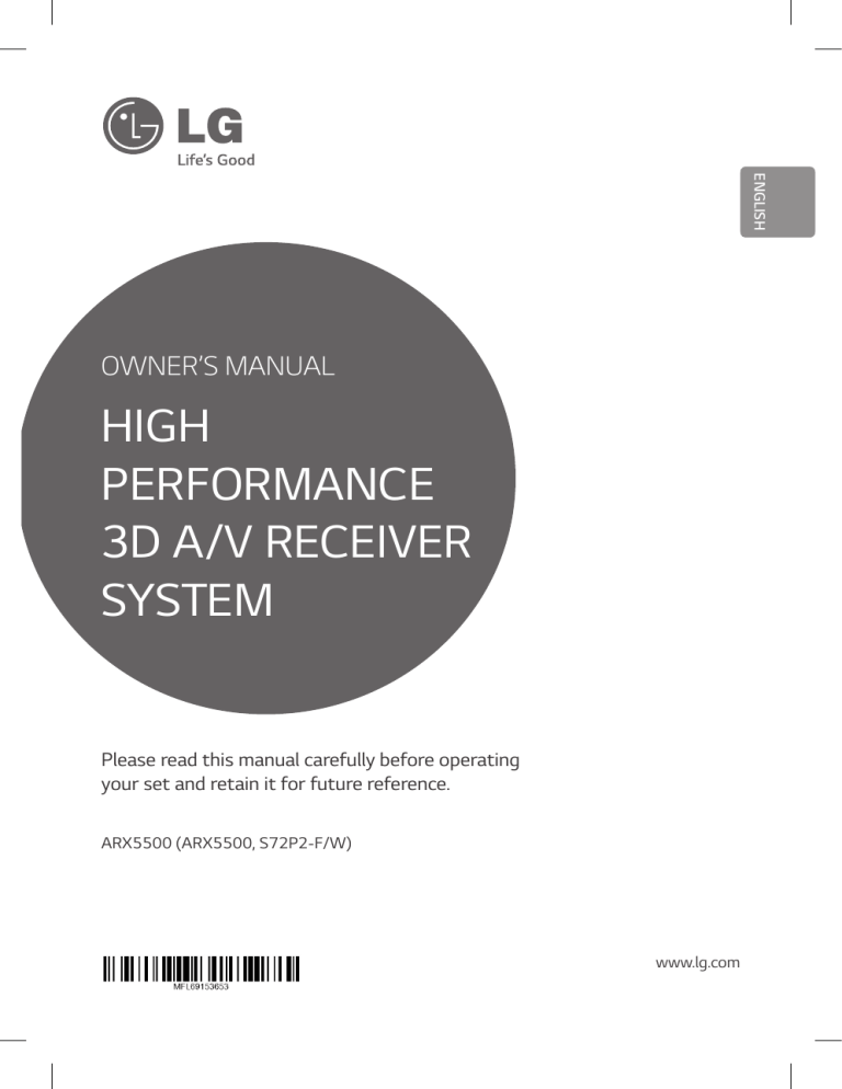 LG ARX5500 Owner's manual LG ARX5500 Owner's manual