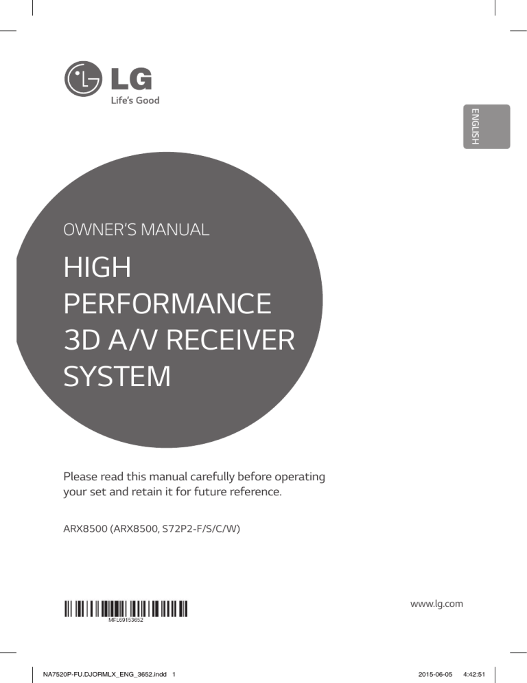 LG ARX8500 Owner's manual LG ARX8500 Owner's manual