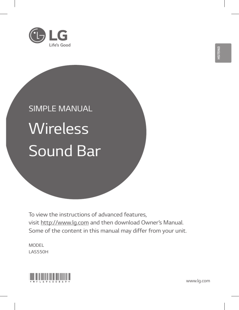 LG LAS550H User guide LG LAS550H User guide