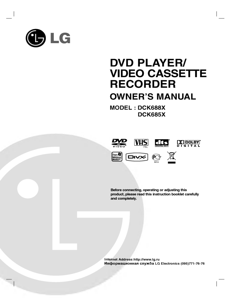 LG DCK688X Owner's manual LG DCK688X Owner's manual