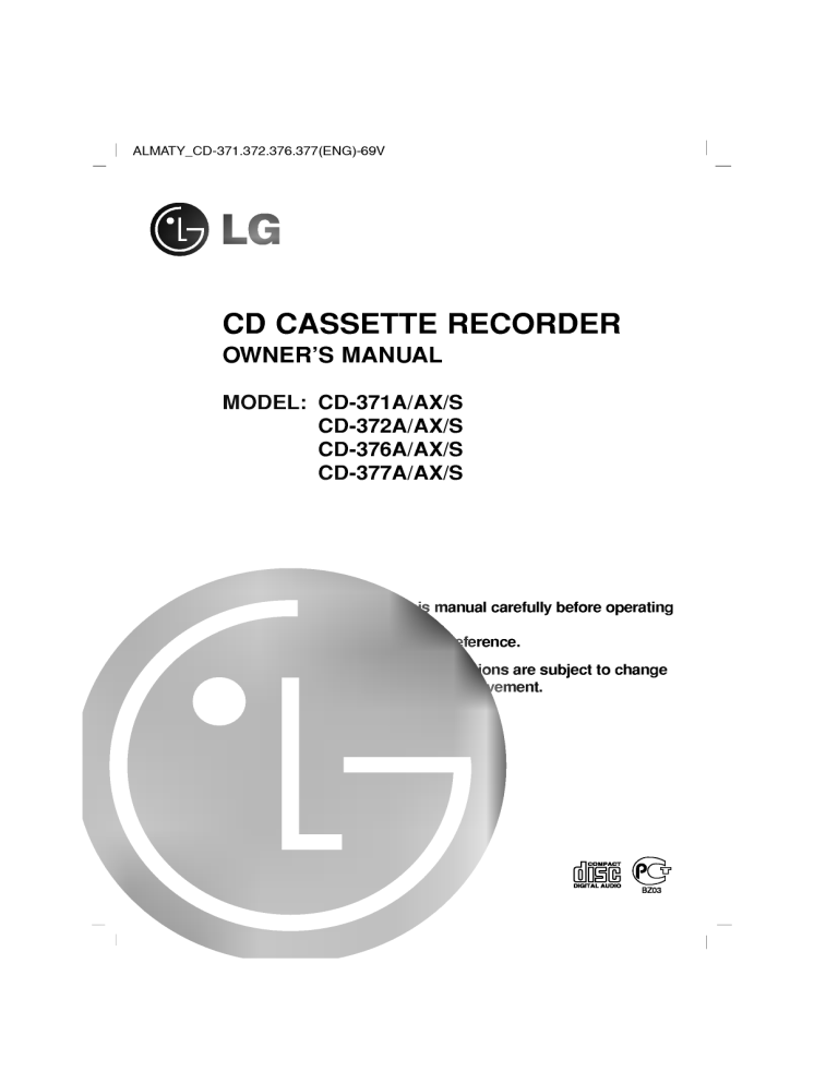 LG CD-372AX Owner's manual LG CD-372AX Owner's manual