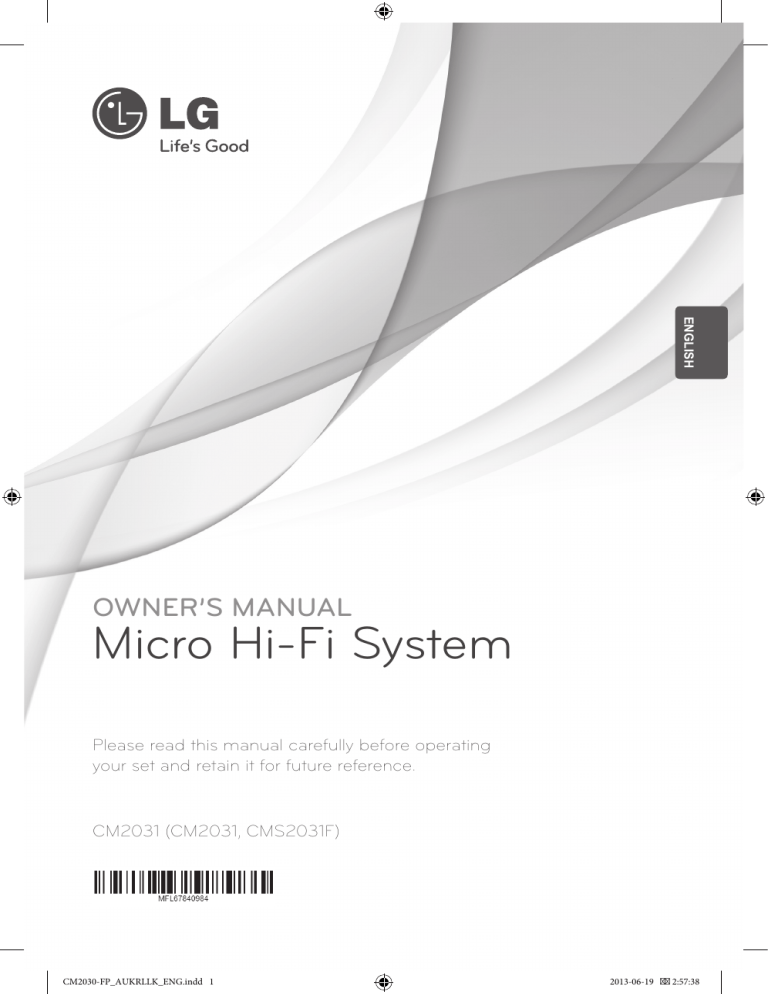 LG CM2031 Owner's manual LG CM2031 Owner's manual