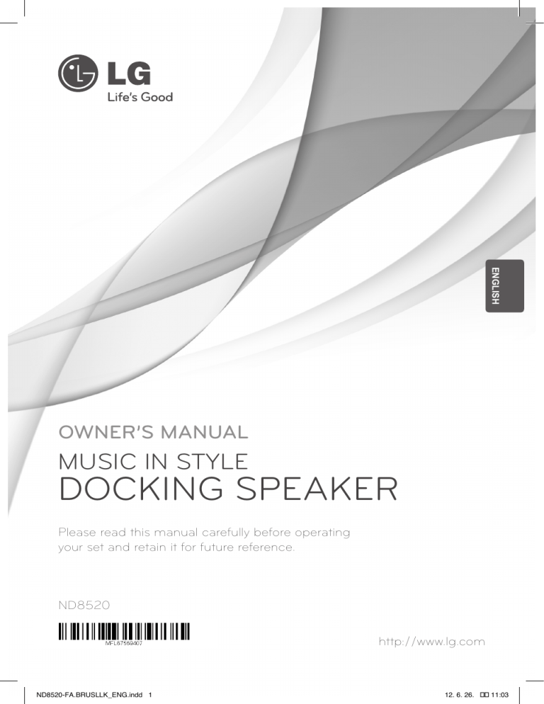 LG ND8520 Owner's manual LG ND8520 Owner's manual
