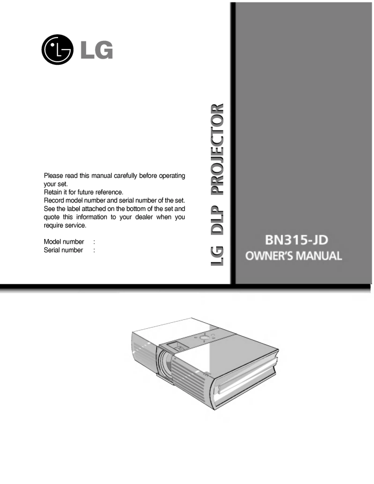 LG BN315, BN315-JD Owner's manual LG BN315, BN315-JD Owner's manual