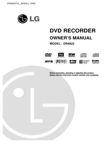 LG DR4922, DR4922PVL Owner's manual LG DR4922, DR4922PVL Owner's manual