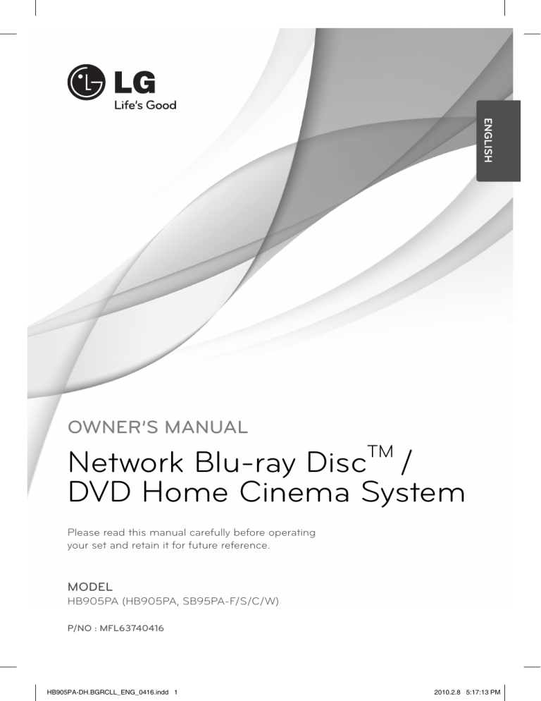 LG HB905PA Owner's manual LG HB905PA Owner's manual