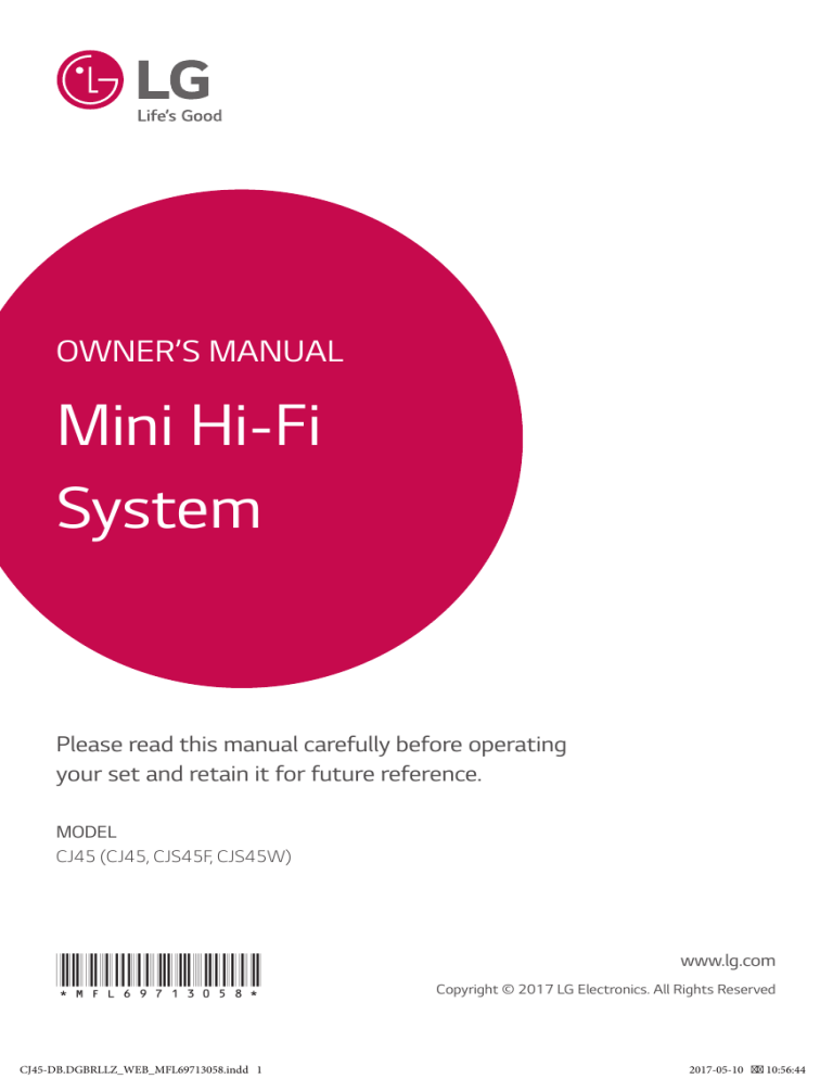 LG CJ45 Owner's manual LG CJ45 Owner's manual