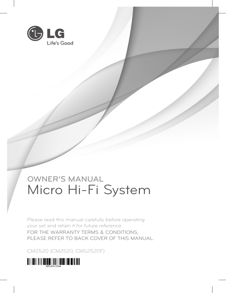 LG CM2520 Owner's manual LG CM2520 Owner's manual