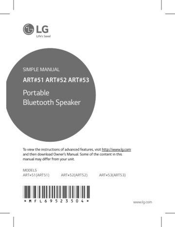 LG ART53, ART51, ART52 User guide LG ART53, ART51, ART52 User guide
