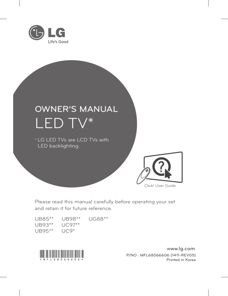 LG 105UC9V, 98UB980V Owner's manual LG 105UC9V, 98UB980V Owner's manual