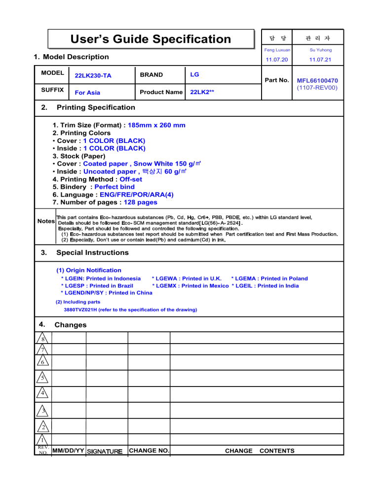 LG 22LK230 Owner's manual LG 22LK230 Owner's manual
